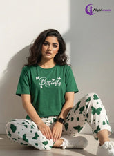 Emerald Butterfly Print PJs set