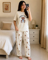 Cuddly Bear Printed PJs Set