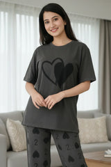Dark Grey Heart PJs Set