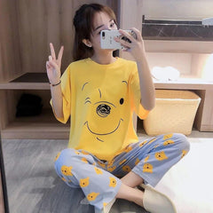 Yellow winnie The Pooh Ternoo Printed PJs Set