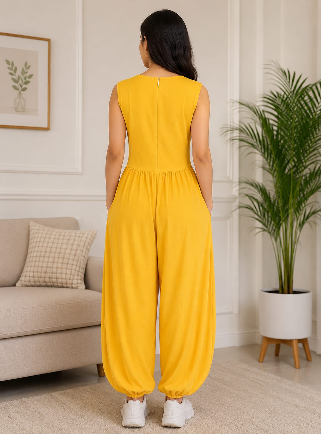Sleeveless Jumpsuit-Yellow