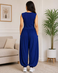 Sleeveless Jumpsuit-Navy Blue