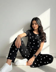 Black White Heart PJs Set