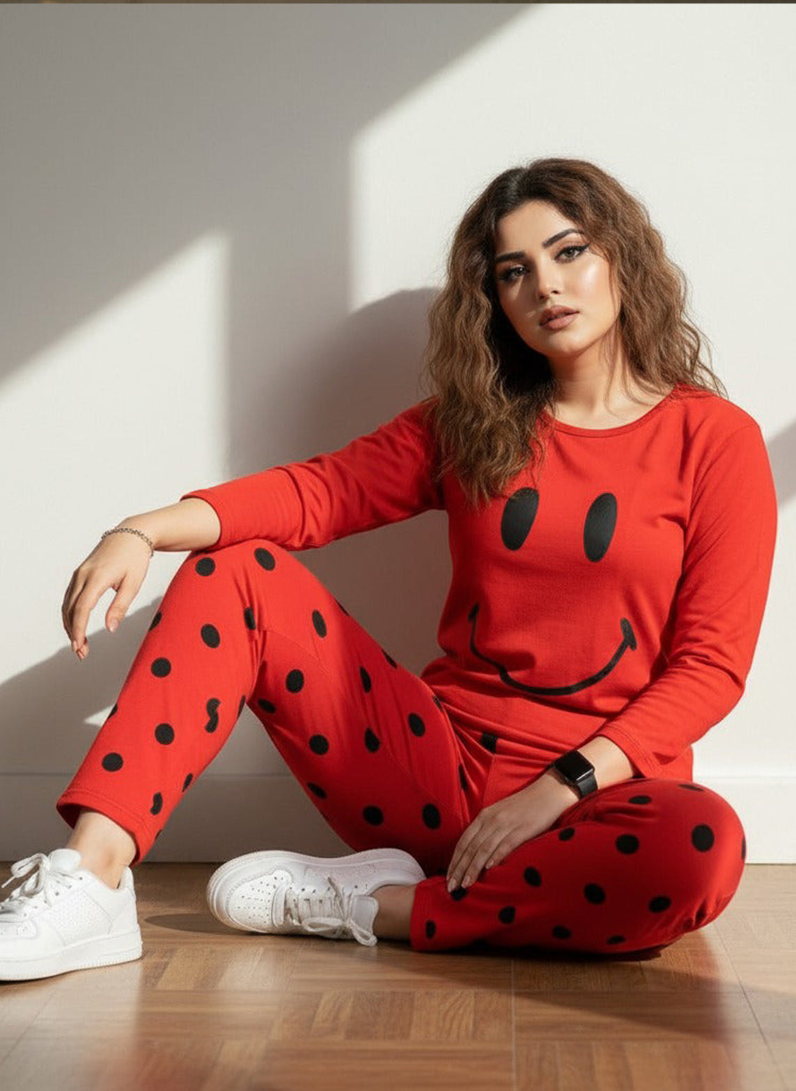 Red Smile Printed PJs Set