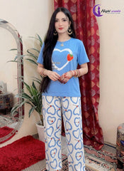 Sky Blue Heart Cherry PJs Set