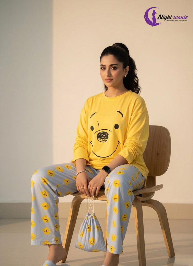 Yellow winnie The Pooh Ternoo Printed PJs Set
