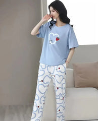 Sky Blue Heart Cherry PJs Set