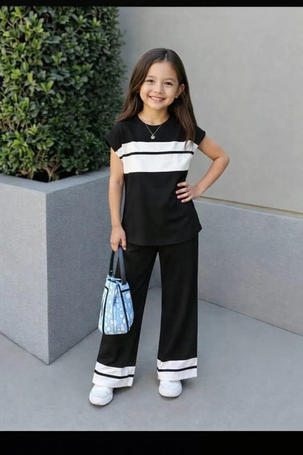 Summer Casual Cotton Jersey Kids T-Shirt & Trouser Set