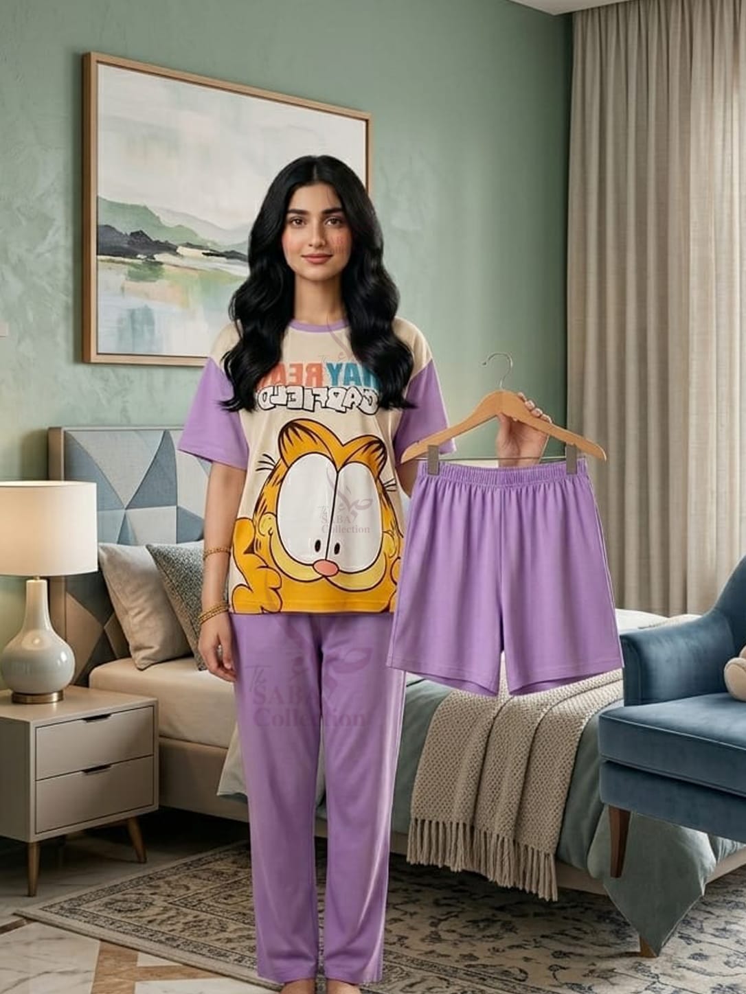 Lavender Daisy 3-Piece Nightwear Set for Women