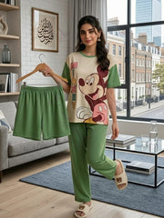 Olive Breeze 3-Piece Nightwear Set for Women