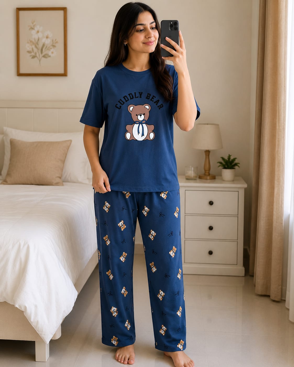 Cuddly Bear Printed PJs Set