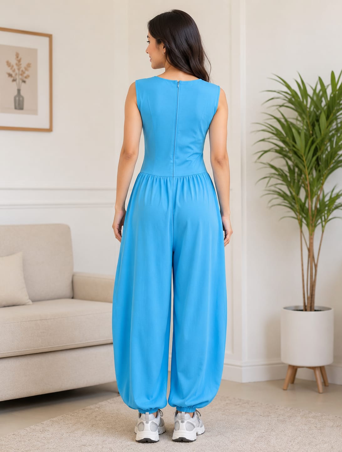 Sleeveless Jumpsuit-Sky Blue