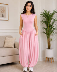 Sleeveless Jumpsuit-Pink